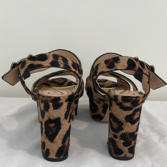 Charlotte Olympia Leopard Print Calf Hair Platform Heels Tan Black 37 - Picture 3 of 6